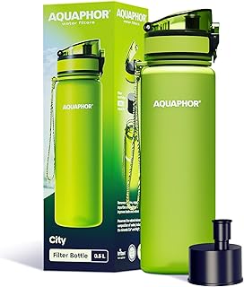 AQUAPHOR City Bottle 500ml Green | Travel Water Bottle with Activated Carbon Filter | Filters Chlorine & Impurities | Made of Tritan & BPA-Free | Stay Hydrated On the Go!