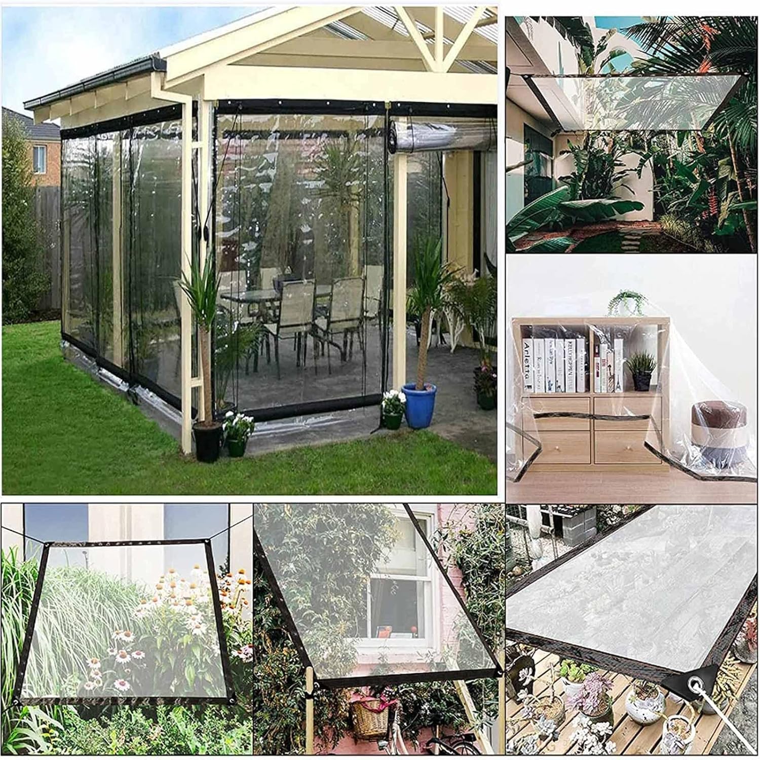 WBBML Waterproof Side Panels with Grommets 0.12mm Garden Gazebos Curtain PVC Plastic Partition Screen, Customizable (Color : Clear, Size : 2.5x2m)-5