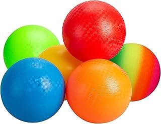 INPODAK Dodgeball for Kids, Playground Balls Set, 8.5 Inches Kickball, Garden Games Rainbow Balls for Girls Boys, Sports Toy Ball for Backyard Lawn Family Party Beach