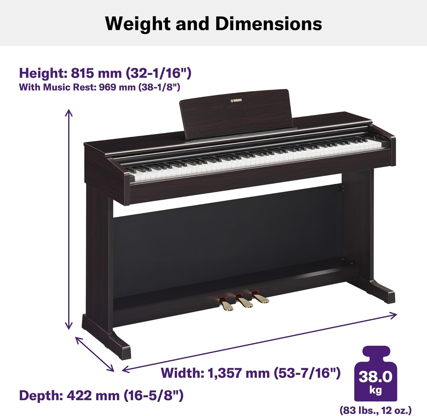 Yamaha ARIUS YDP-145 Digital Piano - Classic and Elegant Home Piano for Beginners and Hobbyists, in Black-4