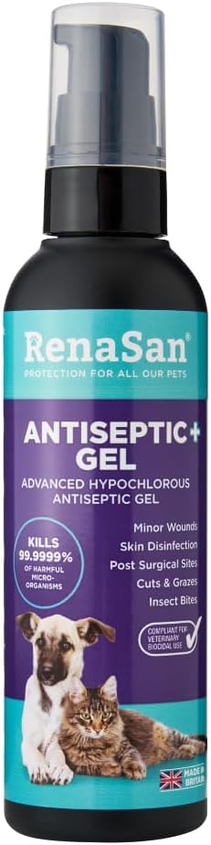 RenaSan Animal Antiseptic Gel (100ml) – Fights infection, kills bacteria & stops itching, Veterinary-grade skin protection, Alcohol-Free, Non-irritating, for Dogs, Cats & all other animals.-0