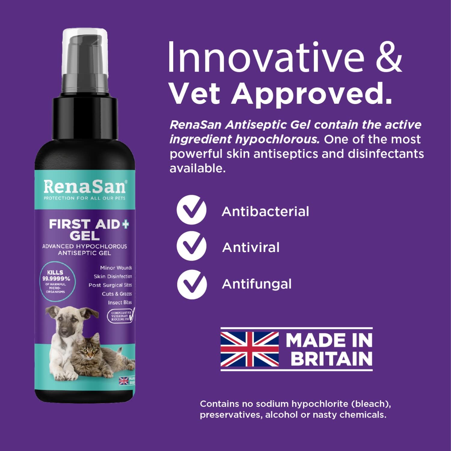 RenaSan Animal Antiseptic Gel (100ml) – Fights infection, kills bacteria & stops itching, Veterinary-grade skin protection, Alcohol-Free, Non-irritating, for Dogs, Cats & all other animals.-3