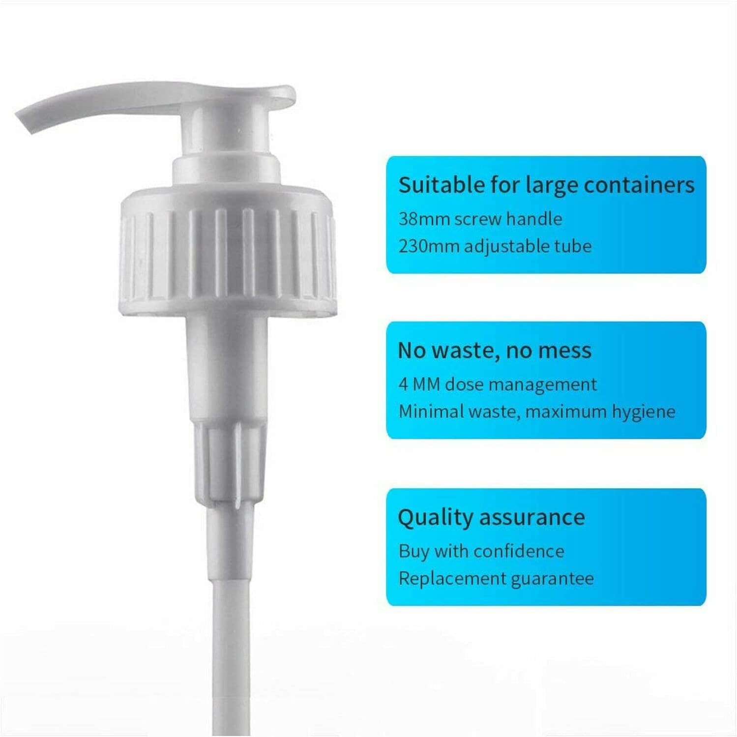 5 Litre Pump Dispenser 3 PACK Pelican Dispenser Pump for 5 Litre Container - 4ml Dose Ideal for Shampoo, Alcohol, Oils etc 38mm (3 PACK)-3