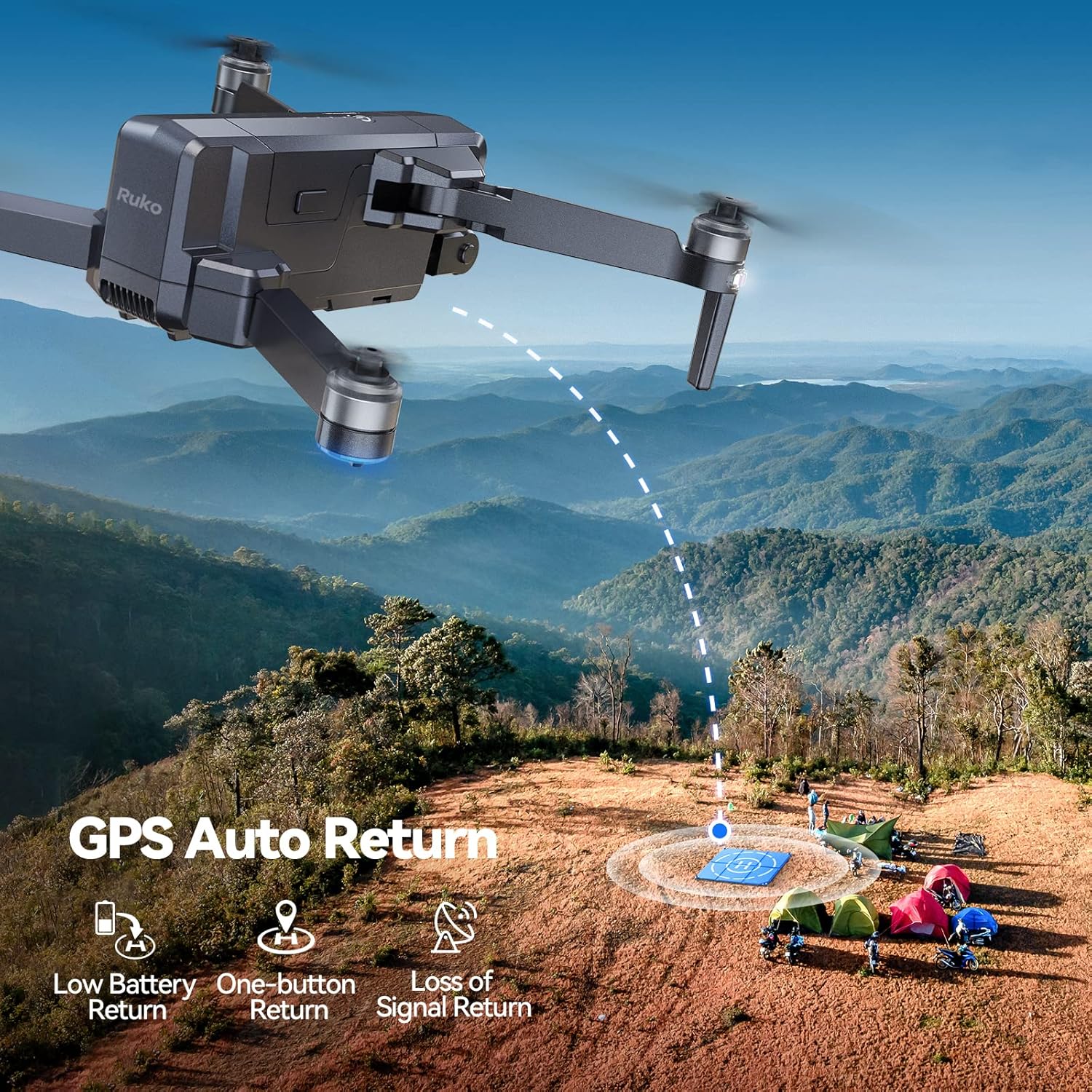 Ruko F11GIM2 Drones with Camera 4k Professional, 64 Mins Flight Time Drone, 9800ft HD Video Transmission, 2-Axis+EIS Anti-Shake, Wind Level 6, Drone with Camera for Adult, GPS Follow Me,Auto Return-5