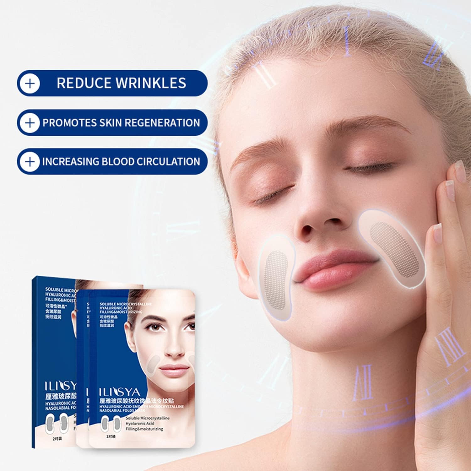 Micro Needle Nasolabial Folds Patch Anti-Wrinkle Hyaluronic Acid Facial Patches Nasolabial Folds Treatment Anti Wrinkle Pads-2