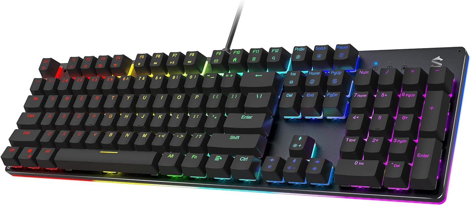 Black Shark Wired Mechanical Gaming Keyboard RGB Backlit Ultra-Compact 61 Keys Mini Keyboard with Blue Switches for Windows PC, Sixgill K4-0