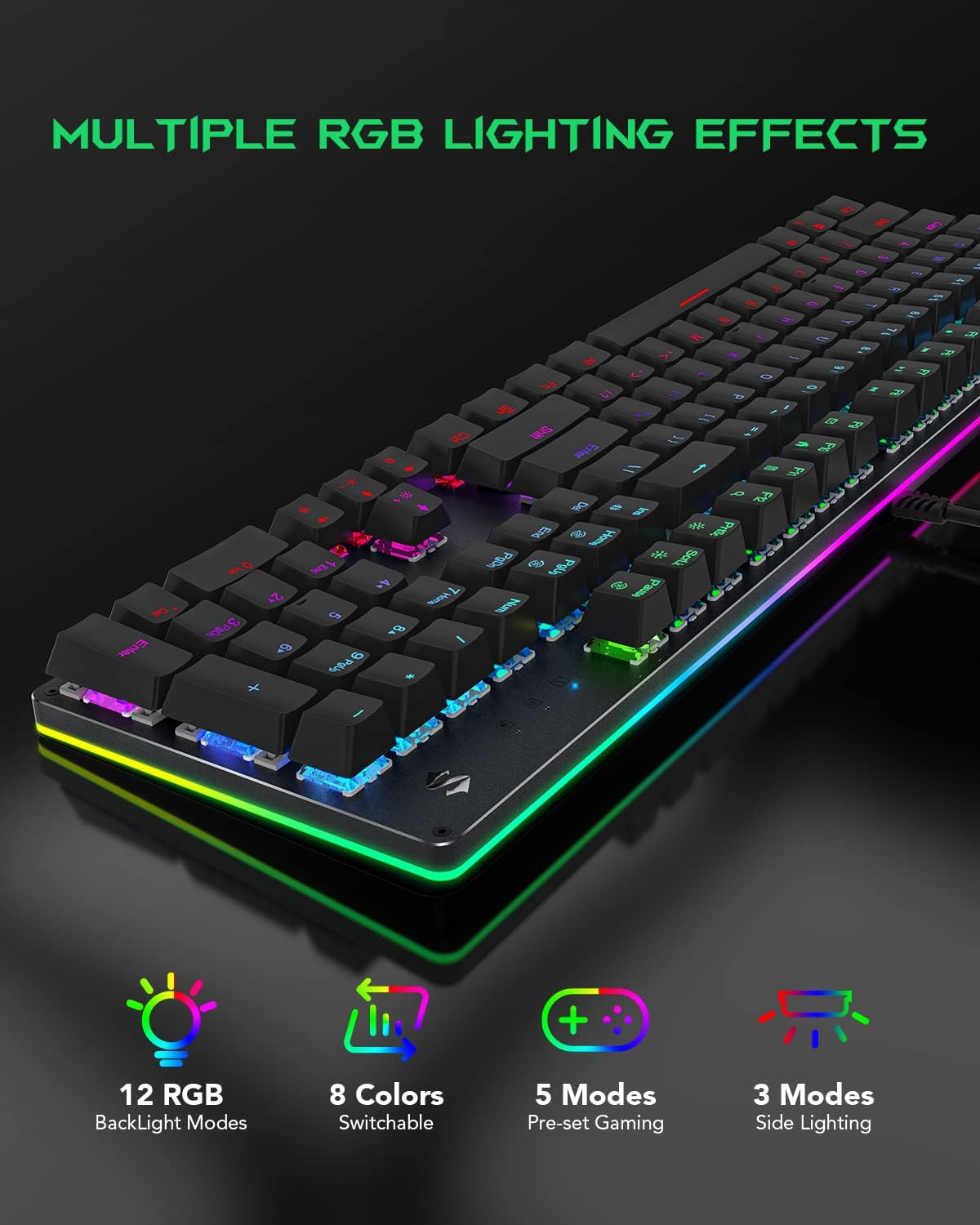 Black Shark Wired Mechanical Gaming Keyboard RGB Backlit Ultra-Compact 61 Keys Mini Keyboard with Blue Switches for Windows PC, Sixgill K4-2