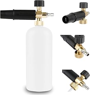 YUET Snow Foam Lance Gun Cannon Pot Adjustable 1 Liter Foam Cannon Soap Dispenser Foam High Pressure Washer Jet Car Wash 64 mm 1/4" Quick Release Nozzle Blaster Soap Dispenser Bottle