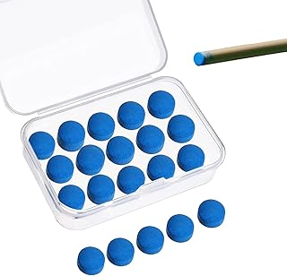 Udewo 20 Pieces Cue Tips, 10mm Pool Tips Snooker Tips Blue Diamond Snooker Cue Tips Leather Pool Cue Tips Billiard Tips Snooker Cue Replacement Tips Pool Stick Tips for Pool Cues and Snooker