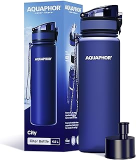 AQUAPHOR City Bottle 500ml Navy | Travel Water Bottle with Activated Carbon Filter | Filters Chlorine & Impurities | Made of Tritan & BPA-Free | Stay Hydrated On the Go!