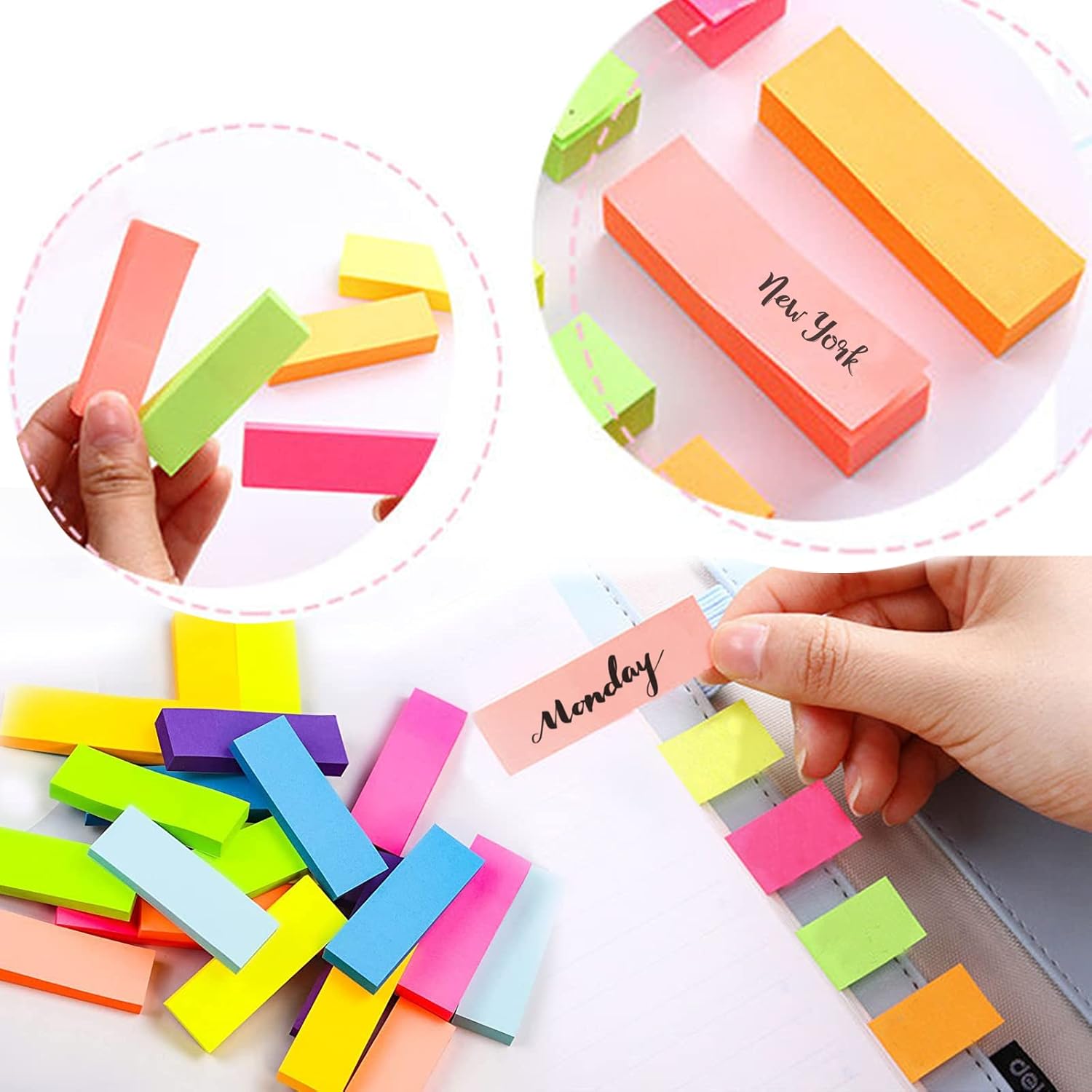 Sticky Notes, 1600 Sheets 8 Colors Self Sticky Notes Pad, Colour Sticky Notes, Bright Post Stickies for Office Home School Meeting Super Sticky Notes(76mm x 26mm)-1