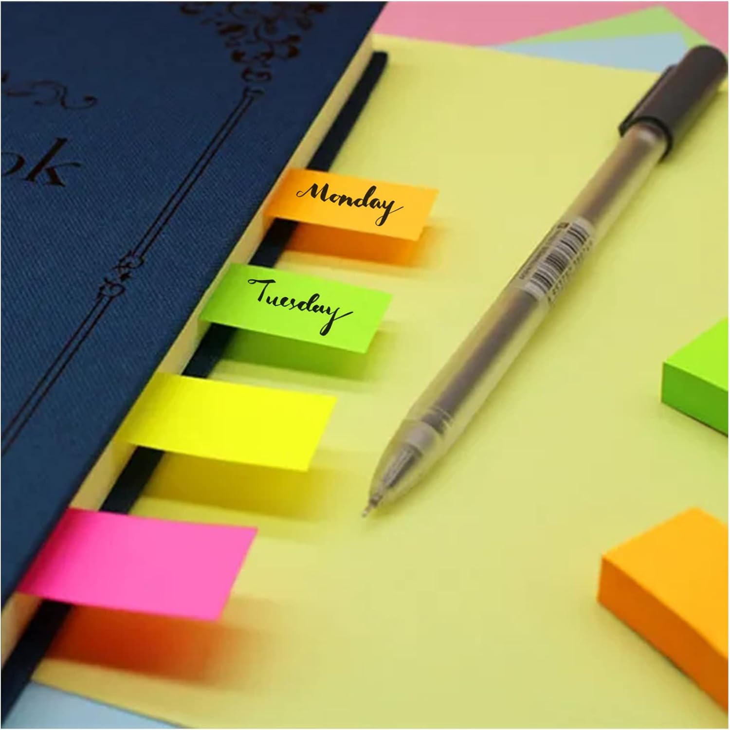 Sticky Notes, 1600 Sheets 8 Colors Self Sticky Notes Pad, Colour Sticky Notes, Bright Post Stickies for Office Home School Meeting Super Sticky Notes(76mm x 26mm)-3