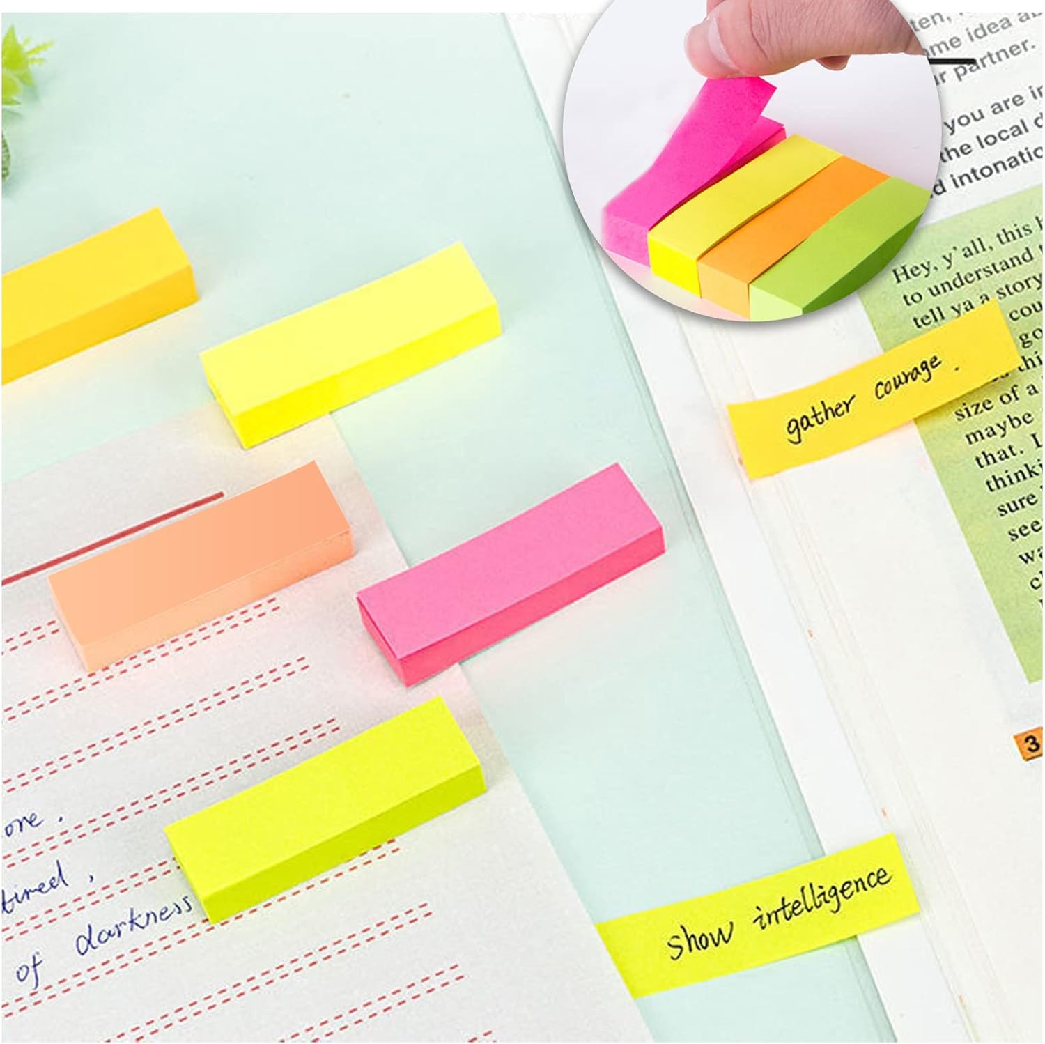 Sticky Notes, 1600 Sheets 8 Colors Self Sticky Notes Pad, Colour Sticky Notes, Bright Post Stickies for Office Home School Meeting Super Sticky Notes(76mm x 26mm)-5