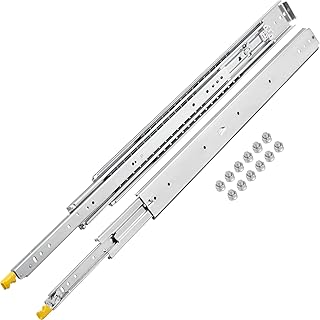 VEVOR Drawer Slides with Lock, 1 Pair 40 inch, Heavy-Duty Industrial Steel up to 500 lbs Capacity, 3-Fold Full Extension, Ball Bearing Lock-in & Lock-Out, Side Mount