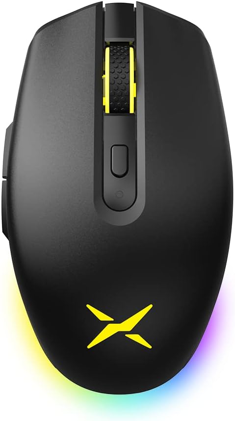 DeLUX Wireless Gaming Mouse with RGB Backlit, PAW3335 with 16000DPI, 6 Programmable Buttons, Two Changeable Top Cover, Multi-Device BT Gamer Mice (M820DC-Black)-0