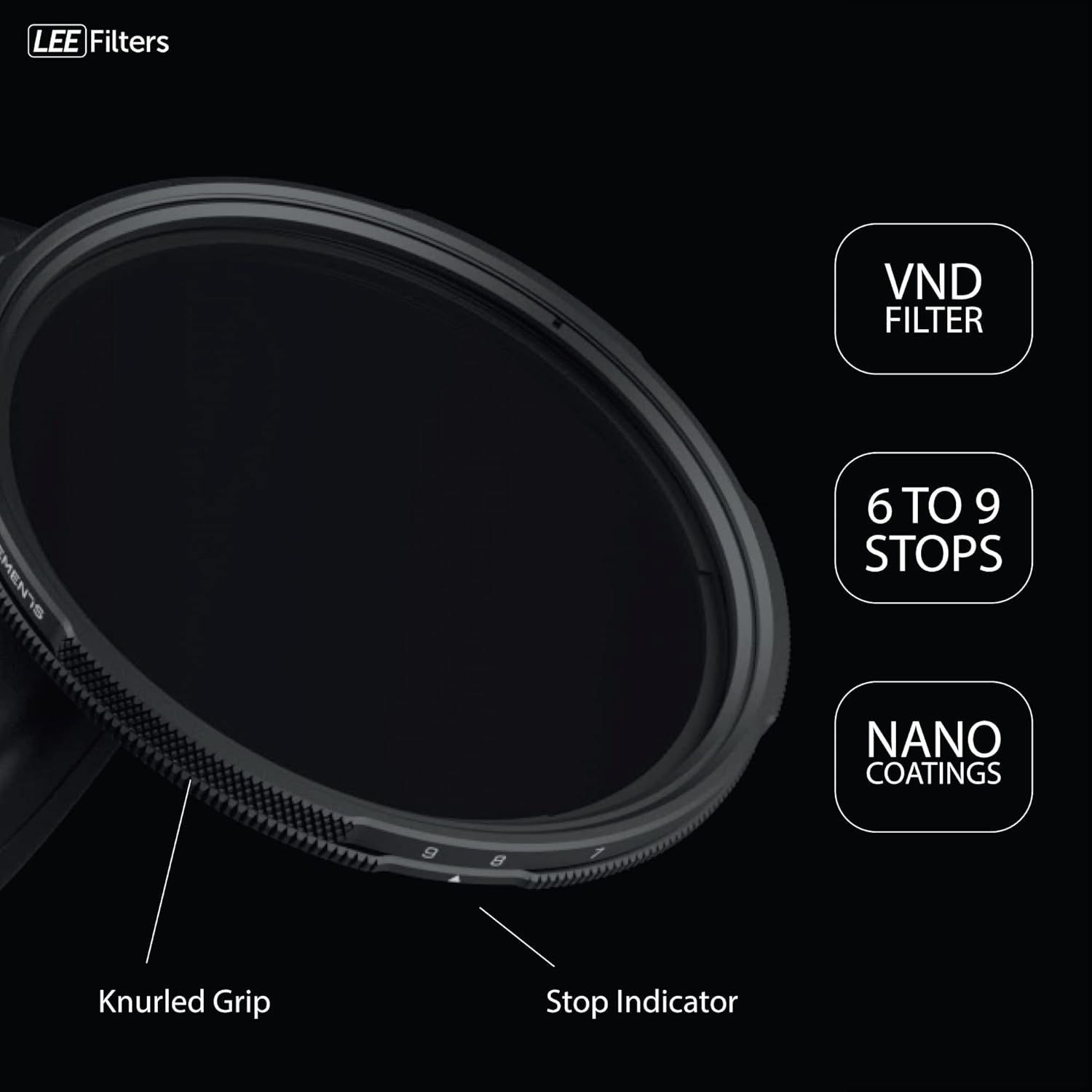 LEE Elements 72mm VND Filter, Variable Neutral Density, Featuring 6 to 9 Stops for Mirrorless and DSLR Cameras-1