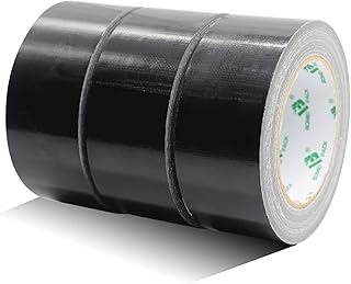 BOMEI PACK 3 Rolls Reinforced Duct Tape Black 48mm x 32m Waterproofs Sticky Binding Gaffer Tape for Ducts Fixing Repairing,Heavy Duty Moving Boxes Sealing Bundling Strapping for Home Jobs