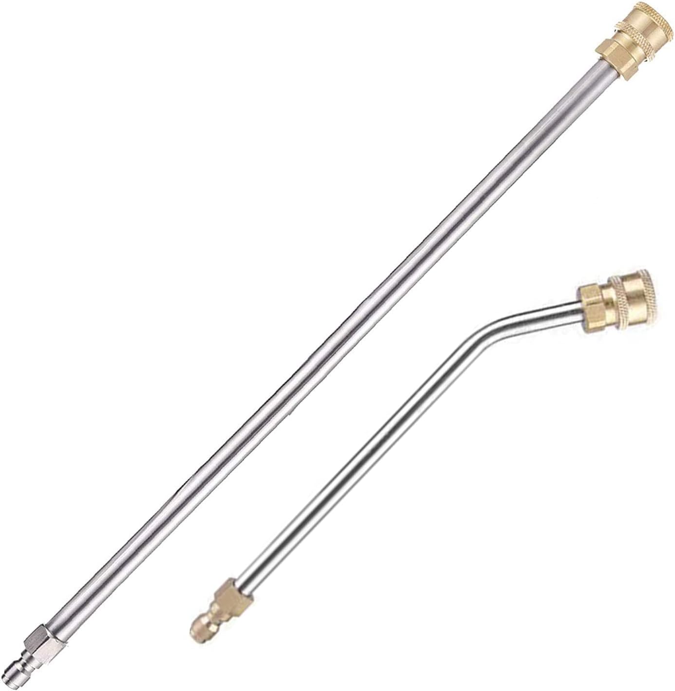 2Pcs Pressure Washer Extension Wand, Extension Lance (15"/38cm) + 30°Curved Extension Rod (8.7"/22cm), 1/4 Inch Quick Connect, 4000 PSI-0