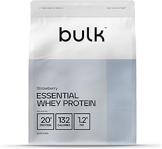 Bulk Essential Whey Protein Powder Shake, Strawberry, 1 kg, 28 Servings, Packaging May Vary