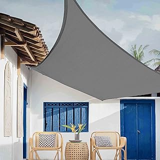 Sunal Sun Shade Sails 3m x 4m, Rectangle Waterproof Shade Sail for Garden, 98% UV Blocking Outdoor Sun Shade Shade Canopy with Free Rope for Outdoor Garden Pergola Patio Party Backyard Lawn, Grey