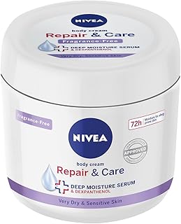 NIVEA Body Repair & Care Cream (400ml Jar), Sensitive Moisturising Cream with NIVEA DEEP MOISTURE SERUM, Body Cream with Strengthening Formula, Body Cream for Dry Skin