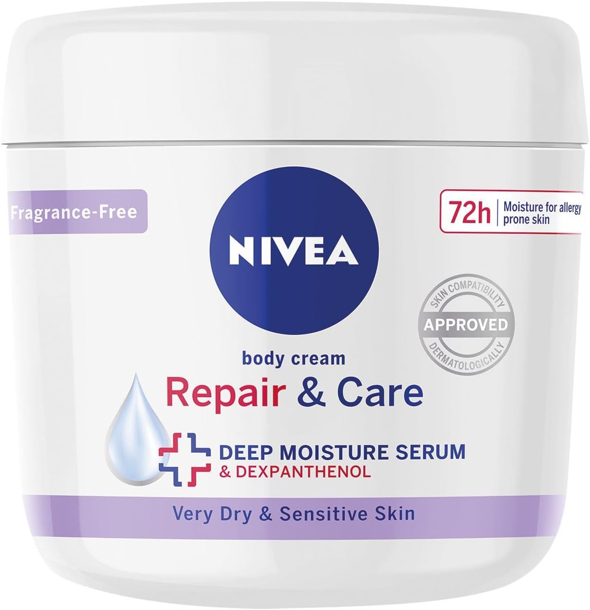 NIVEA Body Repair & Care Cream (400ml Jar), Sensitive Moisturising Cream with NIVEA DEEP MOISTURE SERUM, Body Cream with Strengthening Formula, Body Cream for Dry Skin-1