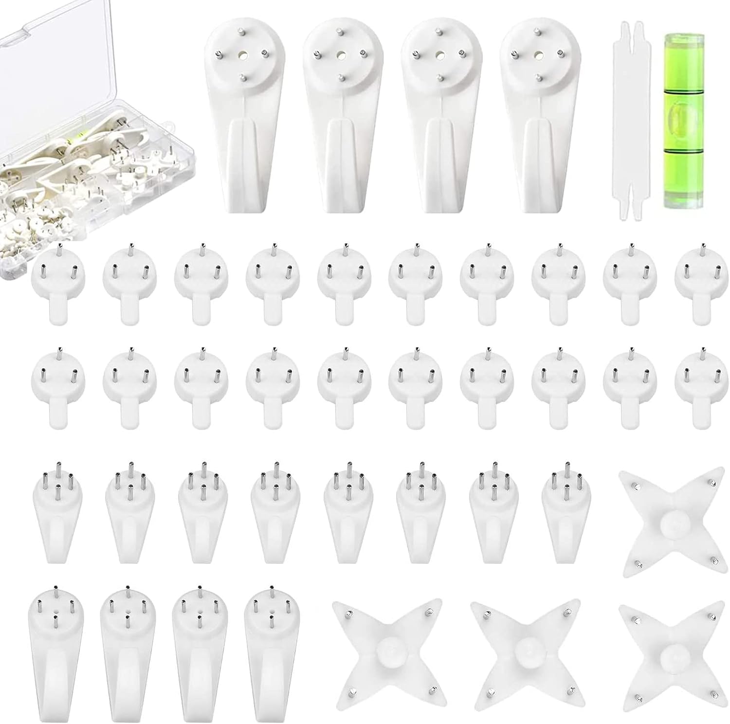 42 Pack Non-Trace Picture Hooks,Picture Hanging Kit for Picture Frame Fixing,Hardwall Drywall Picture Hanging Hook Photo Frame Hanger Hook Set-0