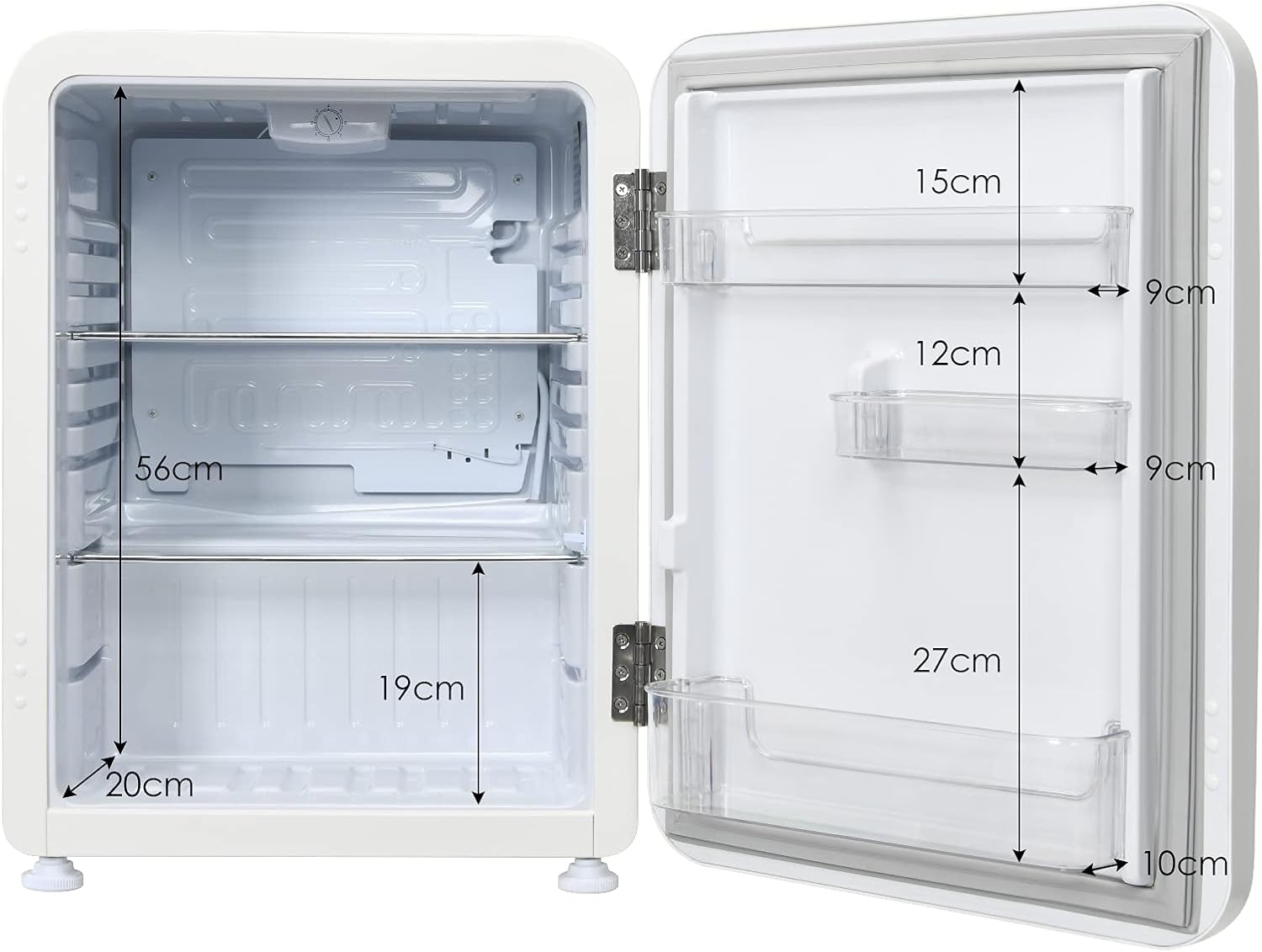 TANGZON Mini Refrigerator, 42L/68L Compact Portable Fridge with Auto Defrost, Reversible Hinged Door, Adjustable Temperature and Glass Shelf, Table Top Cooler for Home, Office & Dorm (68L, White)-3