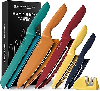 Home Hero Ultra-Sharp Stainless Steel Kitchen Knife Set - Chef Knives Set (5 pcs Set - Multi-Colour with Sheath)