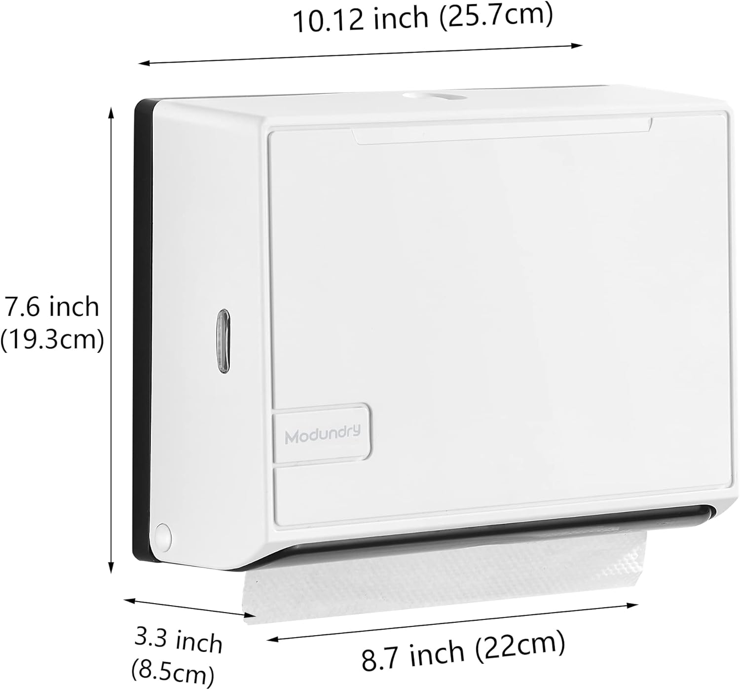 Modundry Paper Towel Dispenser, Wall-Mounted Hand Paper Towel Dispenser, Commercial Hand Towel Dispenser for Kitchen Bathroom Office Resturant, Holds 200 Paper (White)-4