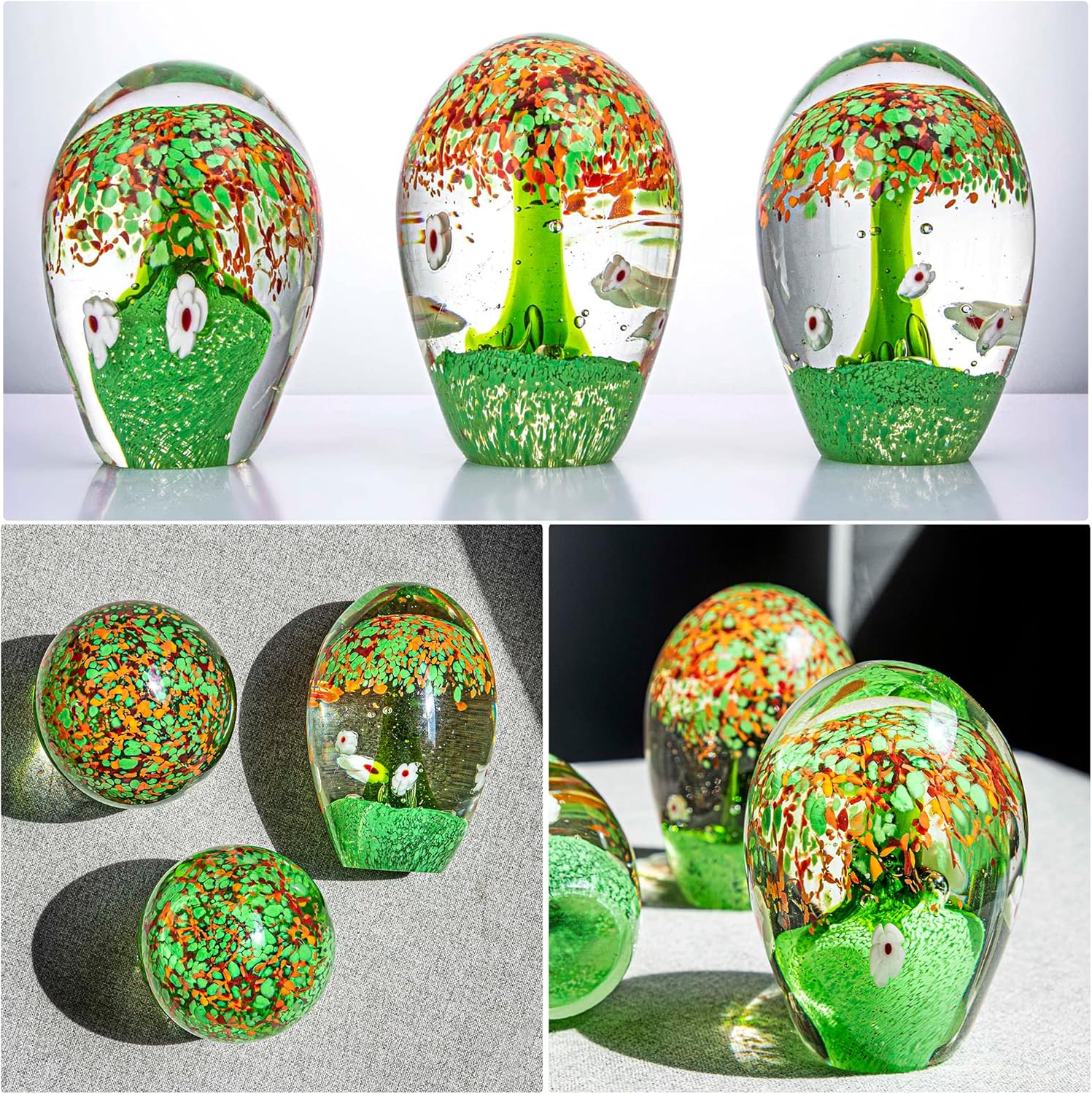 HDCRYSTALGIFTS The Celtic Tree of Life Paperweight Ornament Hand Blown Art Glass Figurines Collectibles for Home Decor Table Centerpiece Gift-3