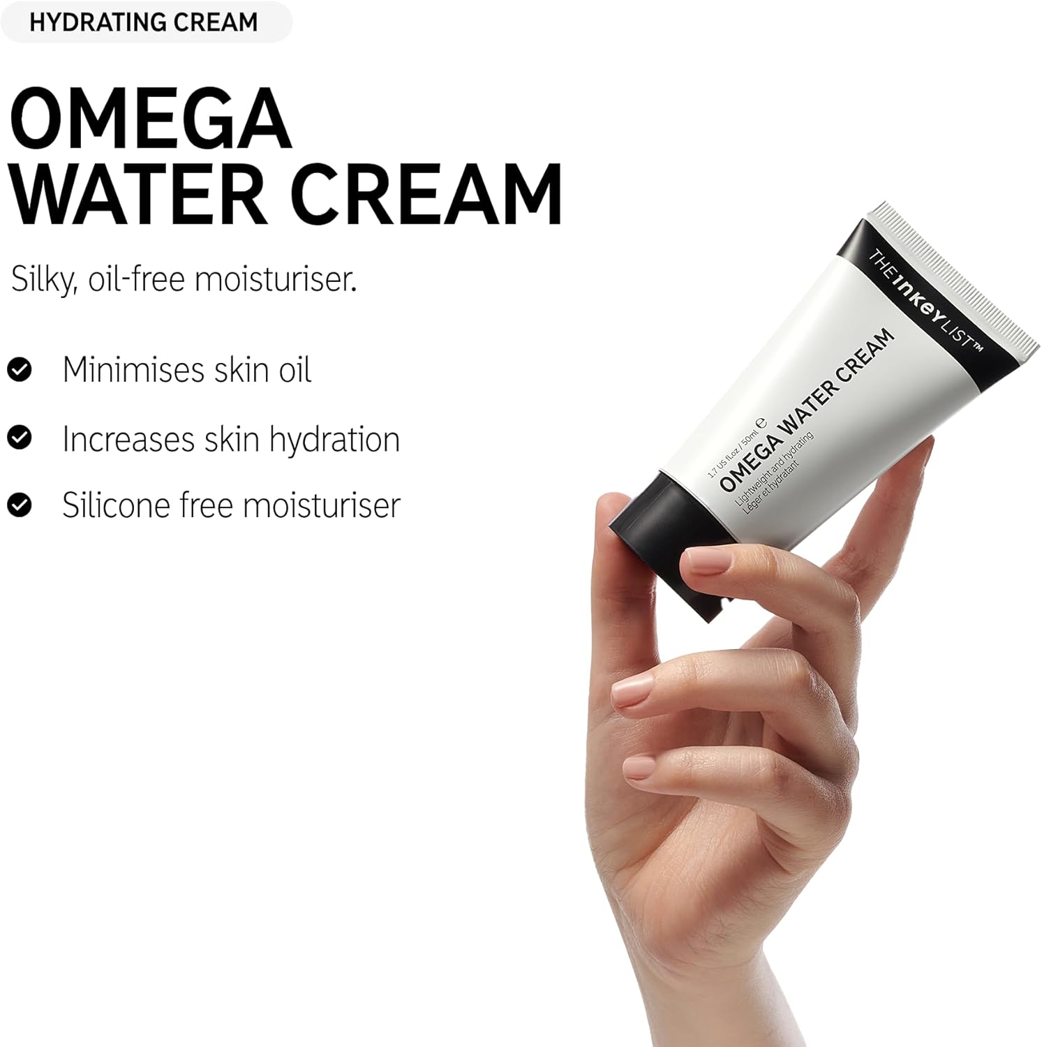 The INKEY List Omega Water Cream 50ml, Oil-Free Moisturiser, Non-Greasy, Fragrance-free, Suitable For Blemish Prone Skin-1