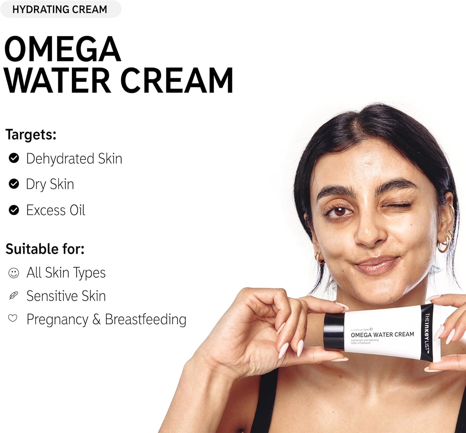 The INKEY List Omega Water Cream 50ml, Oil-Free Moisturiser, Non-Greasy, Fragrance-free, Suitable For Blemish Prone Skin-2