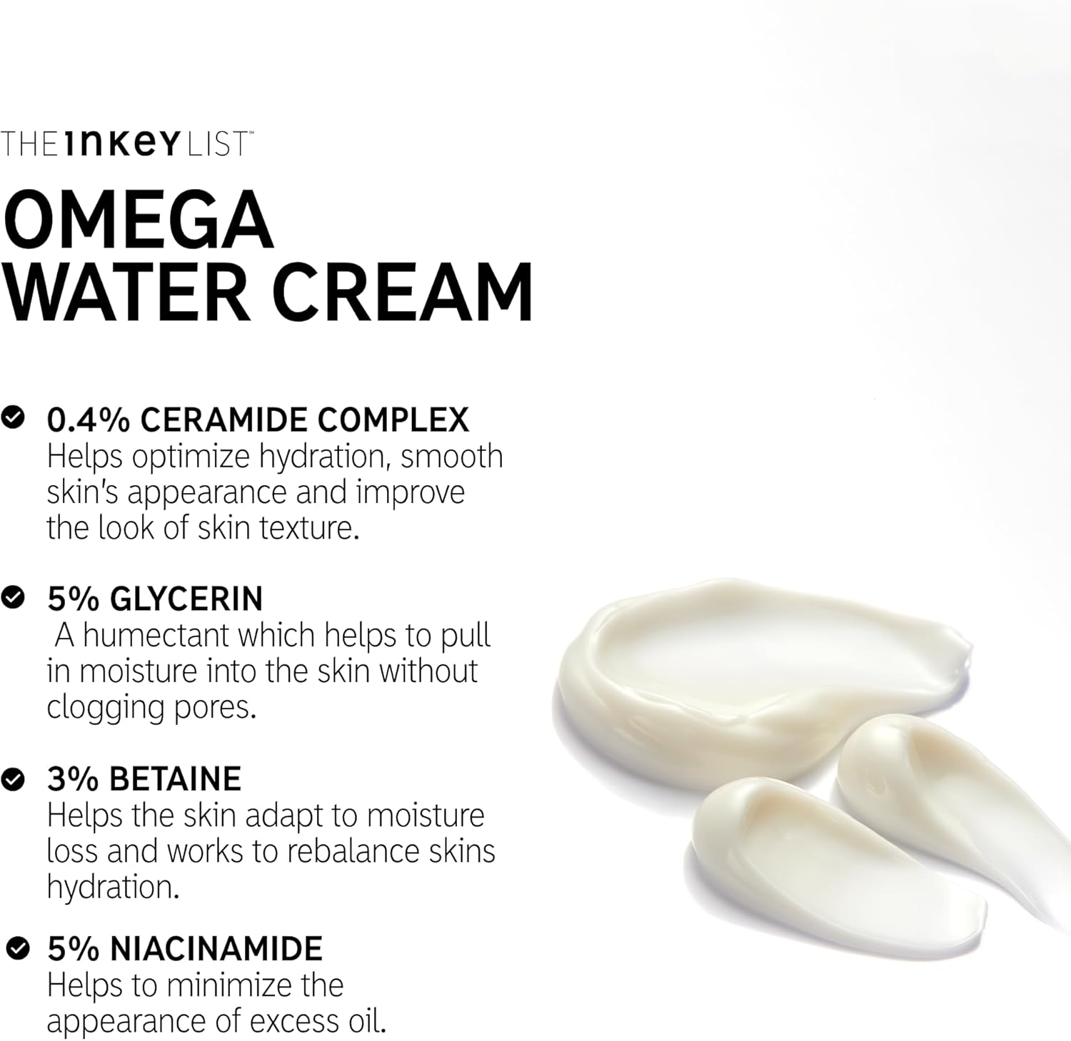 The INKEY List Omega Water Cream 50ml, Oil-Free Moisturiser, Non-Greasy, Fragrance-free, Suitable For Blemish Prone Skin-4