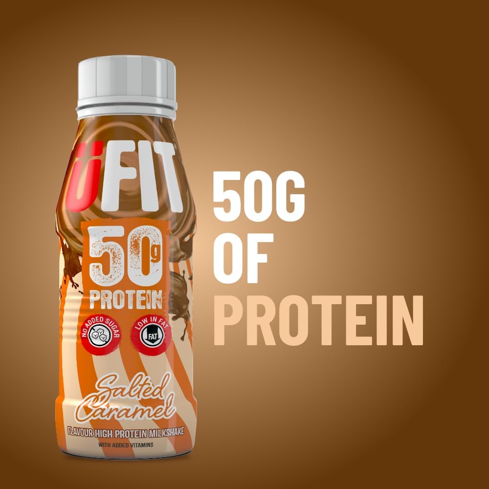 UFIT High 50g Protein Shake, No Added Sugar, Low in Fat, Salted Caramel Flavour Ready to Drink, Pack of 8 x 500 ml (Packaging May Vary)…-3