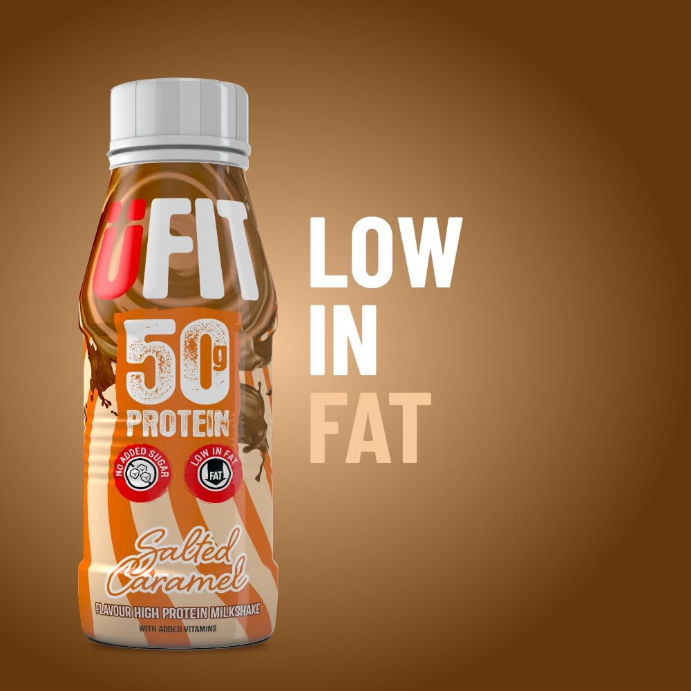 UFIT High 50g Protein Shake, No Added Sugar, Low in Fat, Salted Caramel Flavour Ready to Drink, Pack of 8 x 500 ml (Packaging May Vary)…-5