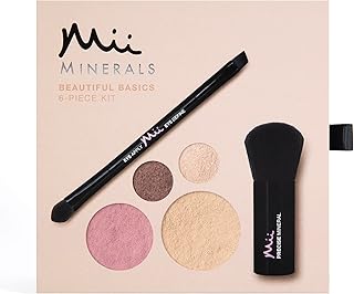 Mii Cosmetics | 100% Mineral Beautiful Basics Foundation, Eyeshadow, Blush & Brush Set | Highly Pigmented Colour, Suitable for All Skin Types, Great for Sensitive Skin | Porcelain 01