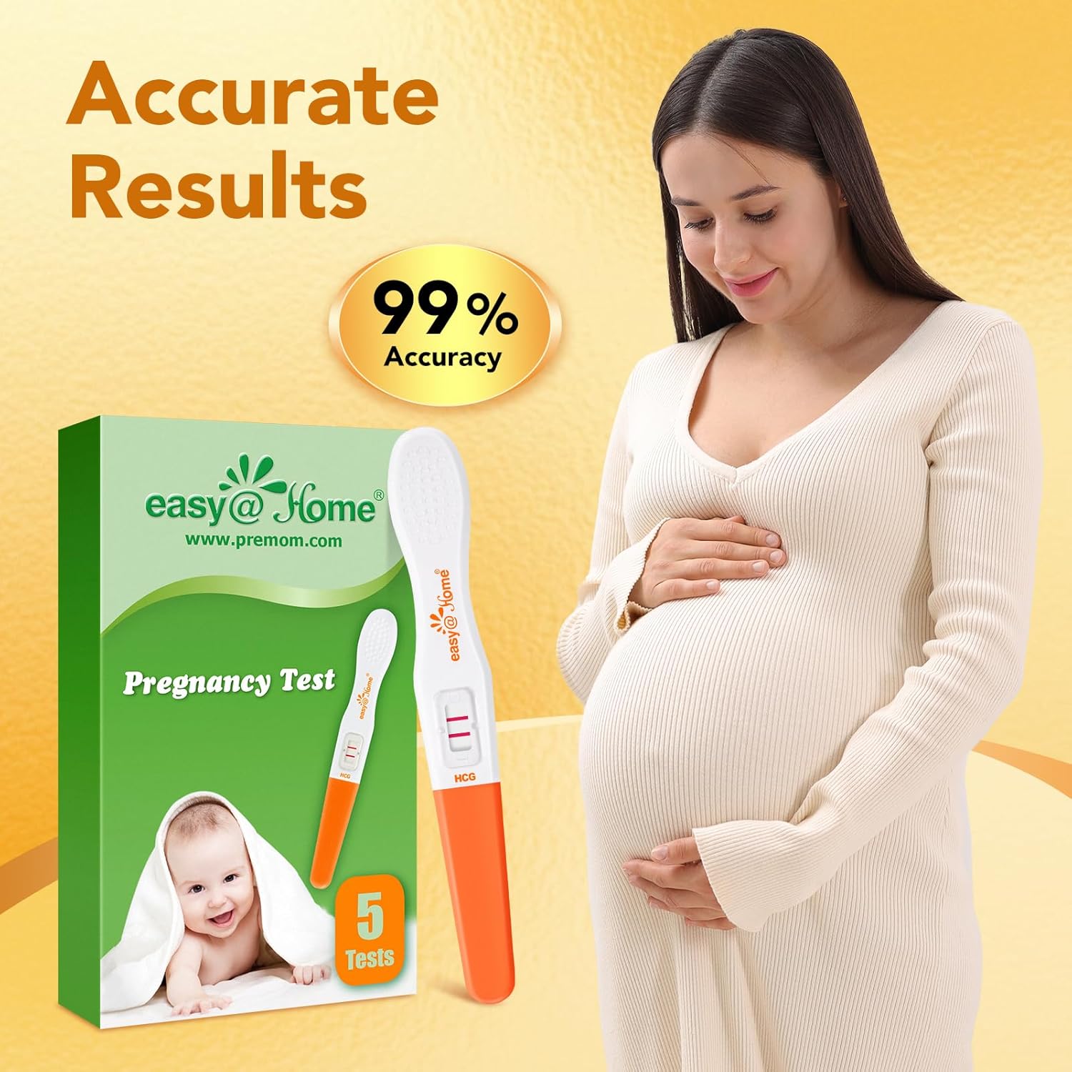 Easy@Home 5 Pregnancy Test Strips for Early Detection, Highly Sensitive 10mIU/ml First Response Early Pregnancy Test HCG Test-1