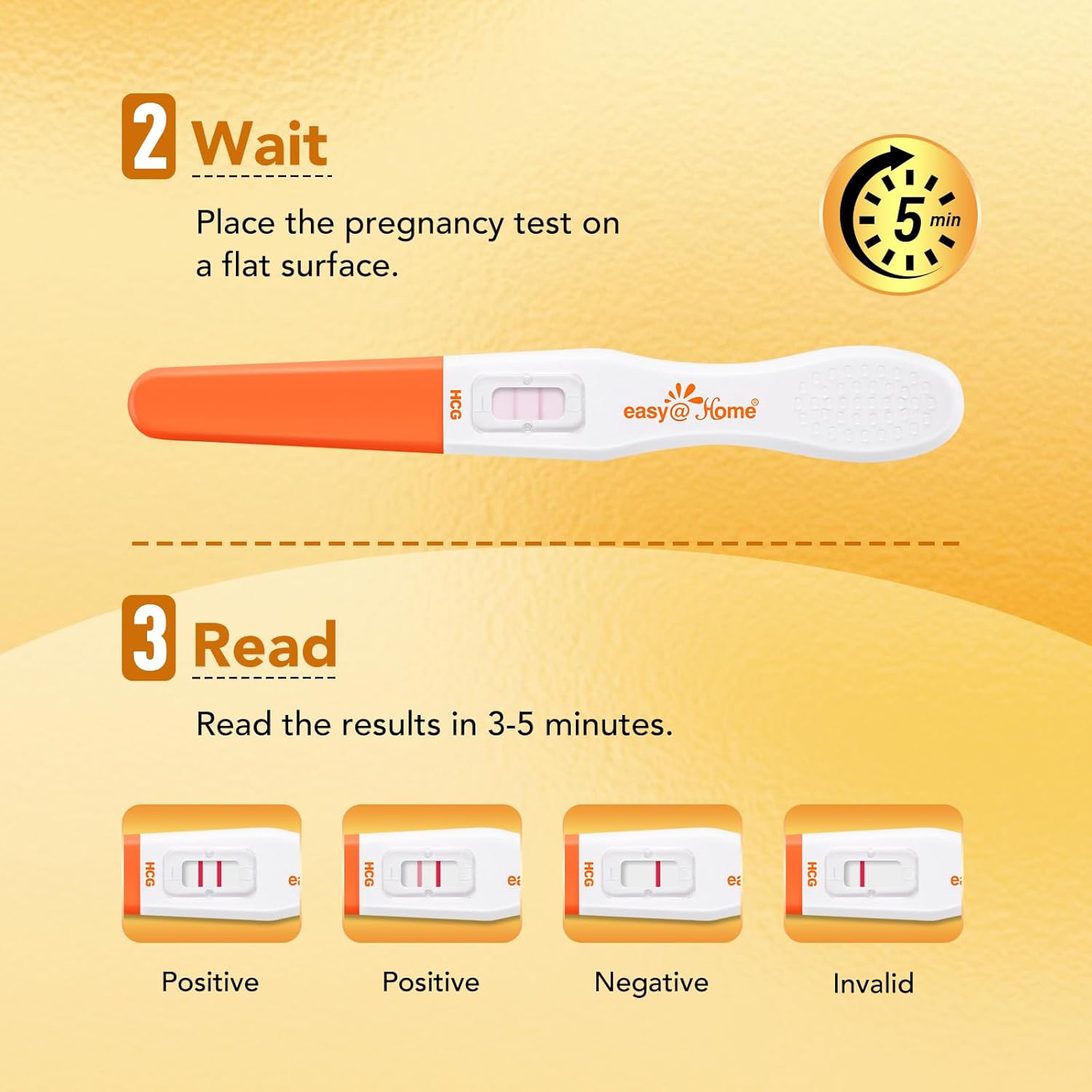 Easy@Home 5 Pregnancy Test Strips for Early Detection, Highly Sensitive 10mIU/ml First Response Early Pregnancy Test HCG Test-5