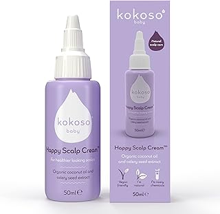 Kokoso Baby - Happy Scalp Cream for Baby - Organic Coconut Oil, Aloe Vera & Celery Seed Extract - Moisturises & Soothes Dry Scalps - Fragrance-Free, pH Balanced Formula - 50ml