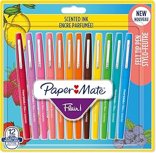 Paper Mate Flair Scented Felt Tip Pens | Assorted Sunday Brunch Scents and Colours | Medium Point (0.7mm) | 12 Count