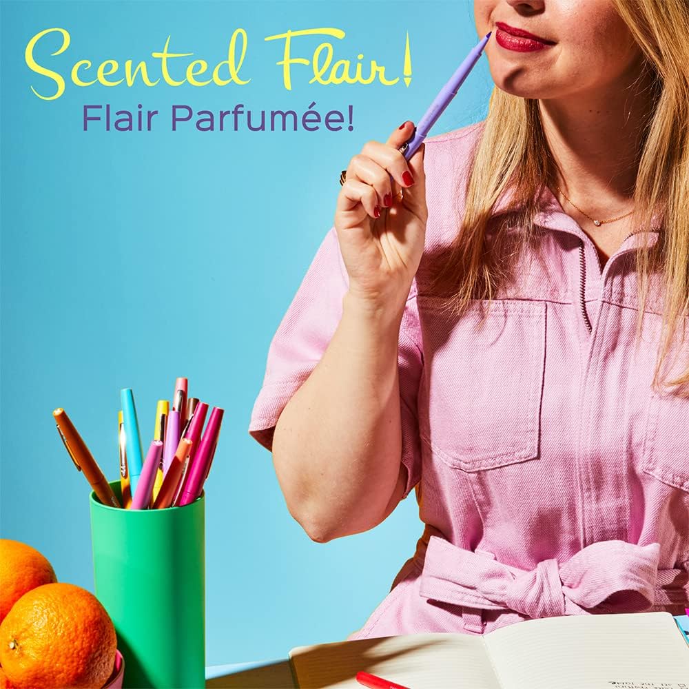 Paper Mate Flair Scented Felt Tip Pens | Assorted Sunday Brunch Scents and Colours | Medium Point (0.7mm) | 12 Count-1