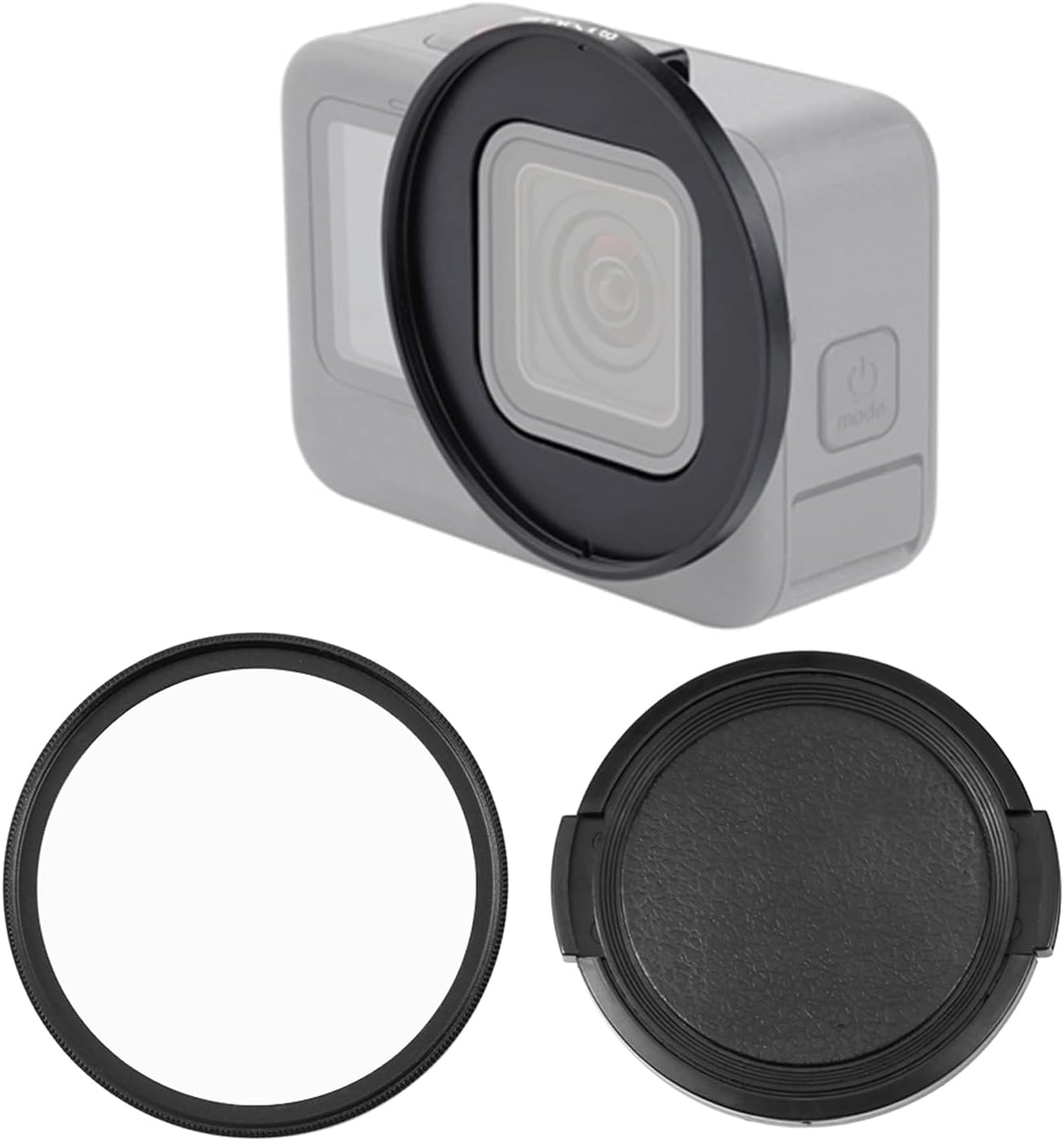 PULUZ 52mm UV Lens Filter Adapter Ring for GoPro Hero11 Hero11 Black Mini HERO10 Black HERO9 Black， Lens Filter Converter Ring with Lens Cap for Hero 11 10 9-0