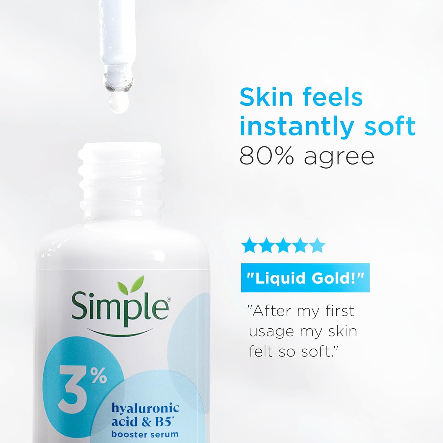 Simple 3% Hyaluronic Acid + B5* Booster Serum Serum Skin Care Suitable for All Skin Types for Hydrated, Softer Skin 30 ml-2