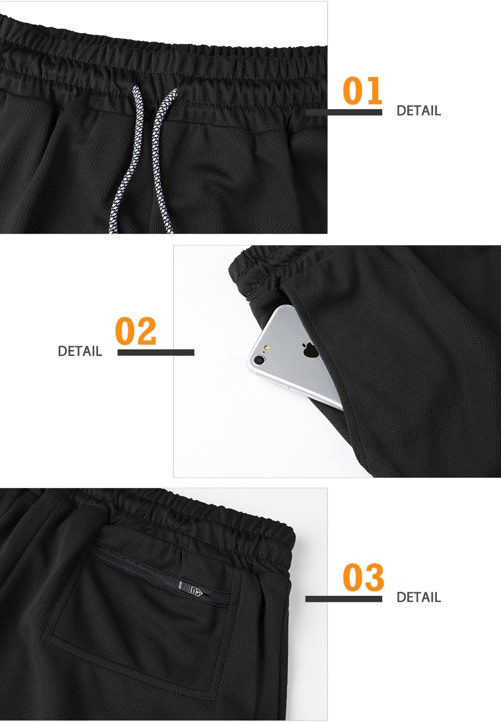 Superora Mens Running Gym 2 in 1 Sports Shorts Breathable Outdoor Workout Training Shorts with Pockets-4