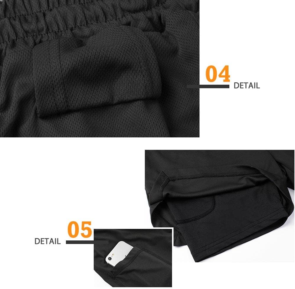 Superora Mens Running Gym 2 in 1 Sports Shorts Breathable Outdoor Workout Training Shorts with Pockets-5