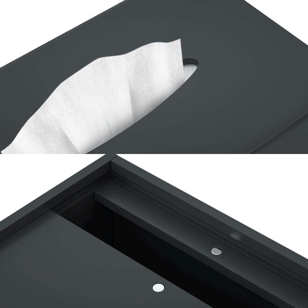 HIIMIEI Acrylic Tissue Box Cover Black Tissue Holder Napkin Dispenser for Home Office Restaurant - Black-4