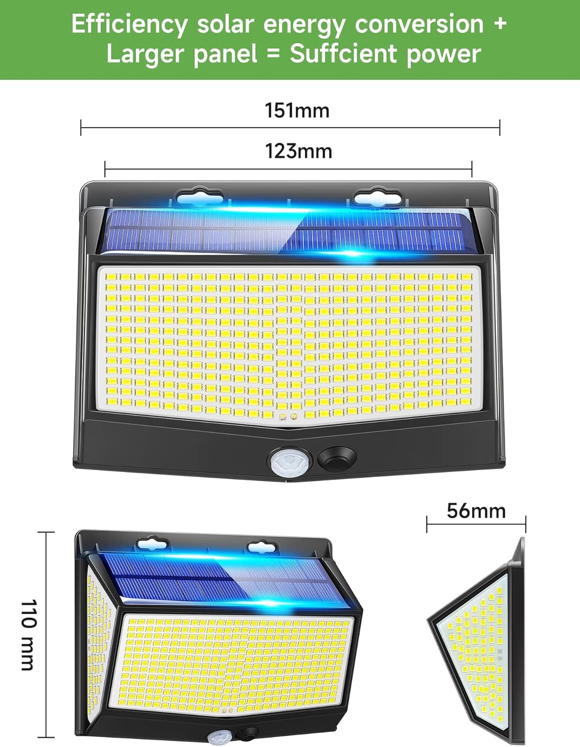 One Fire Solar Lights Outdoor, 468LED+2000LM [Super Bright] Solar Security Lights Outdoor Motion Sensor, 3 Modes Garden Lights Solar Powered Waterproof IP65, Outdoor Solar Lights Solar Security Lights-6