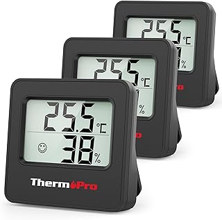 ThermoPro TP157-3 Digital Hygrometer Indoor Thermometer for Home, Baby Room Thermometer Humidity Meter with Temperature Humidity Sensor and Face Icon Comfort Indicator for Greenhouse Baby Room Office