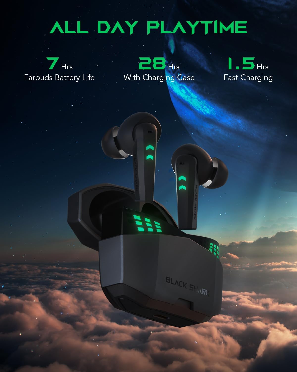 Black Shark Wireless Earbuds with 0.035s Ultra-low Latency, Dual Environmental Noise Cancelling Microphones, Bluetooth headphones Gaming Earbuds with Bluetooth 5.3, IPX5 Waterproof, 28h Listening Time-5